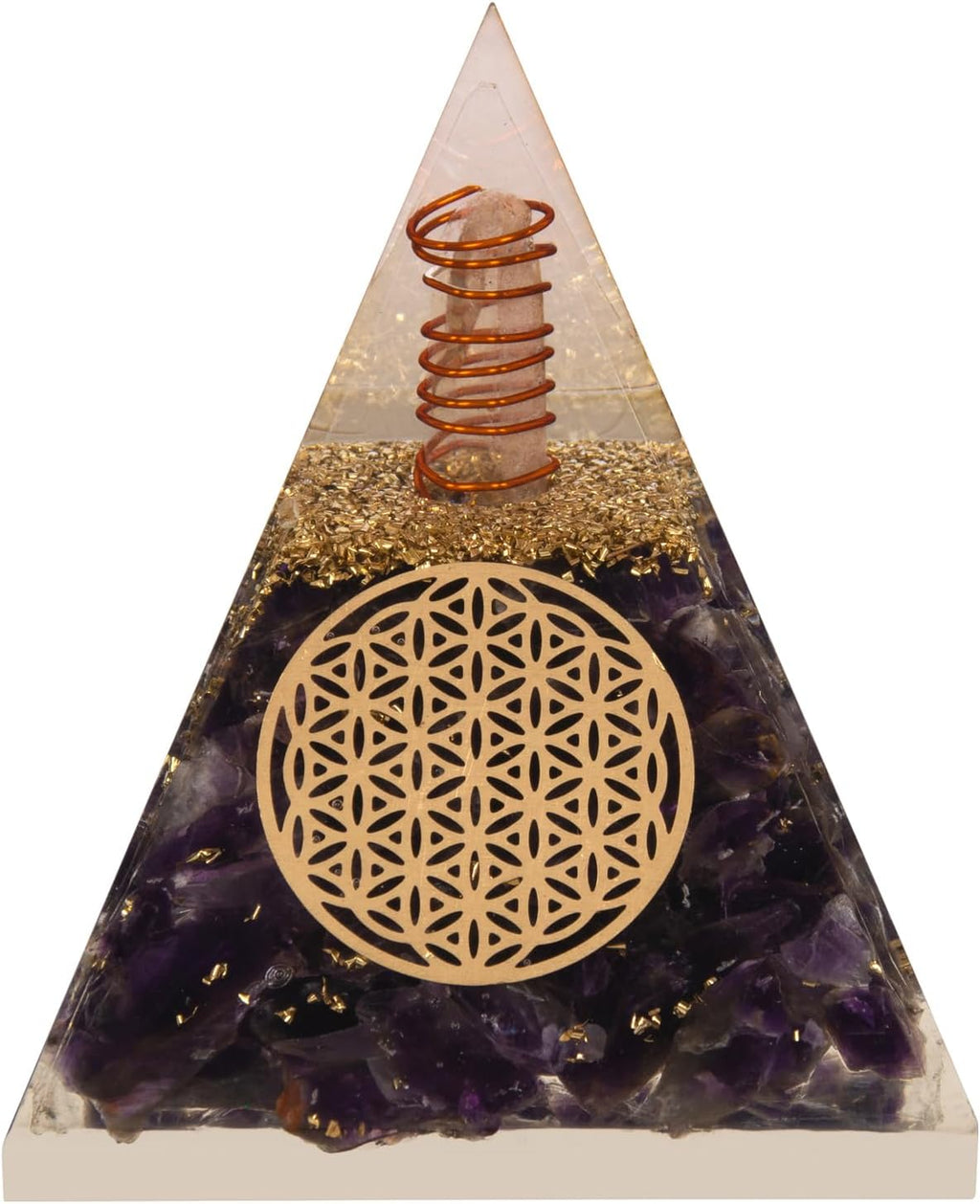 Amethyst Orgonite Pyramid Crystals Pyramid for Positive Energy and Meditation Yoga Positive Energy Crystal That Promotes Wealth, Prosperity and Attracts Success