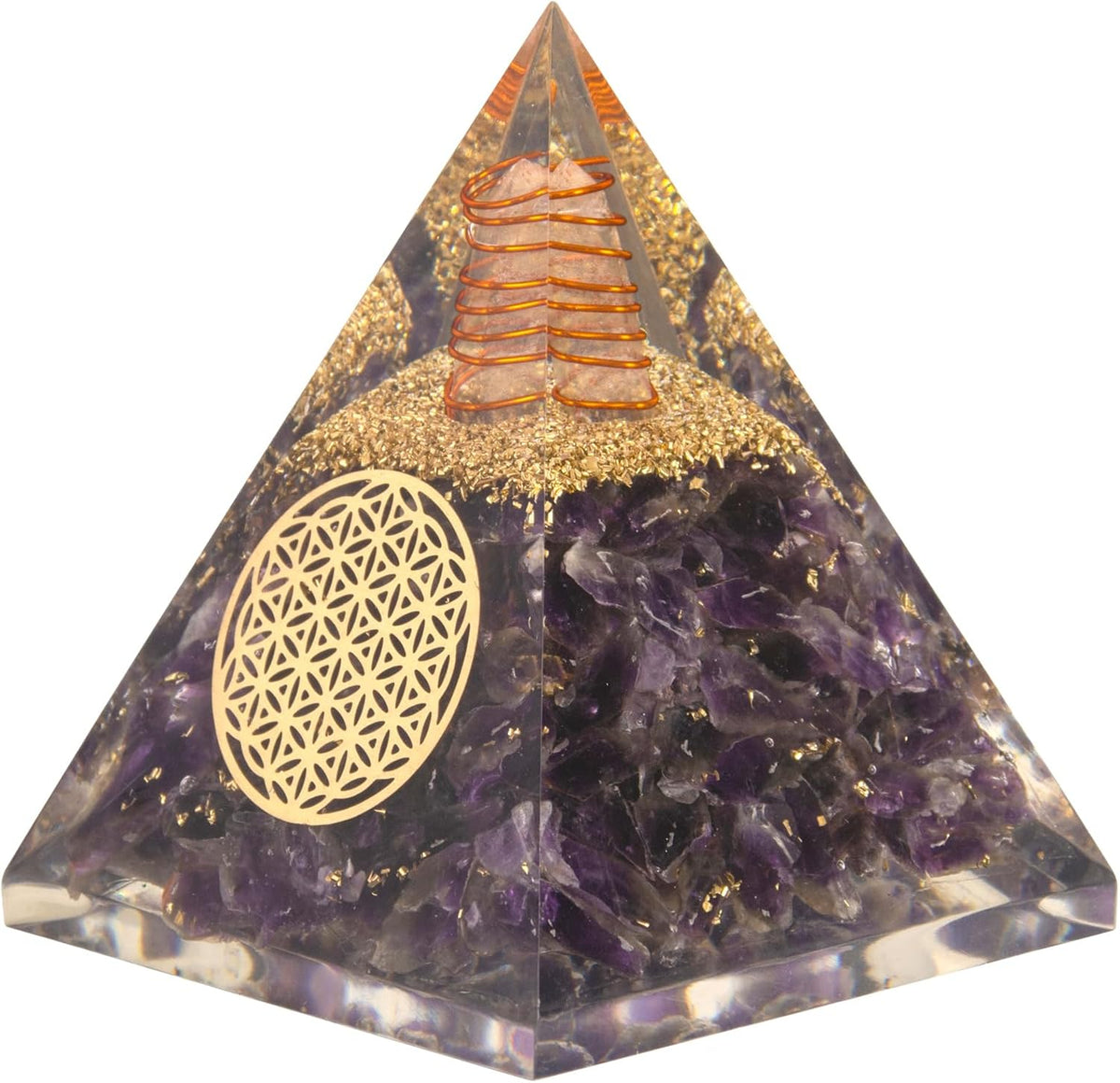 Amethyst Orgonite Pyramid Crystals Pyramid for Positive Energy and Meditation Yoga Positive Energy Crystal That Promotes Wealth, Prosperity and Attracts Success