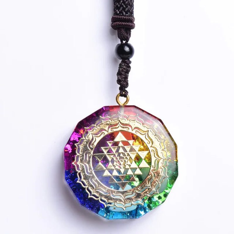 Natural 7 Chakra Orgonite Energy Om Symbol Crystal Pendant for Reiki Healing Stone Handmade Relaxation Meditation Yoga Jewelry